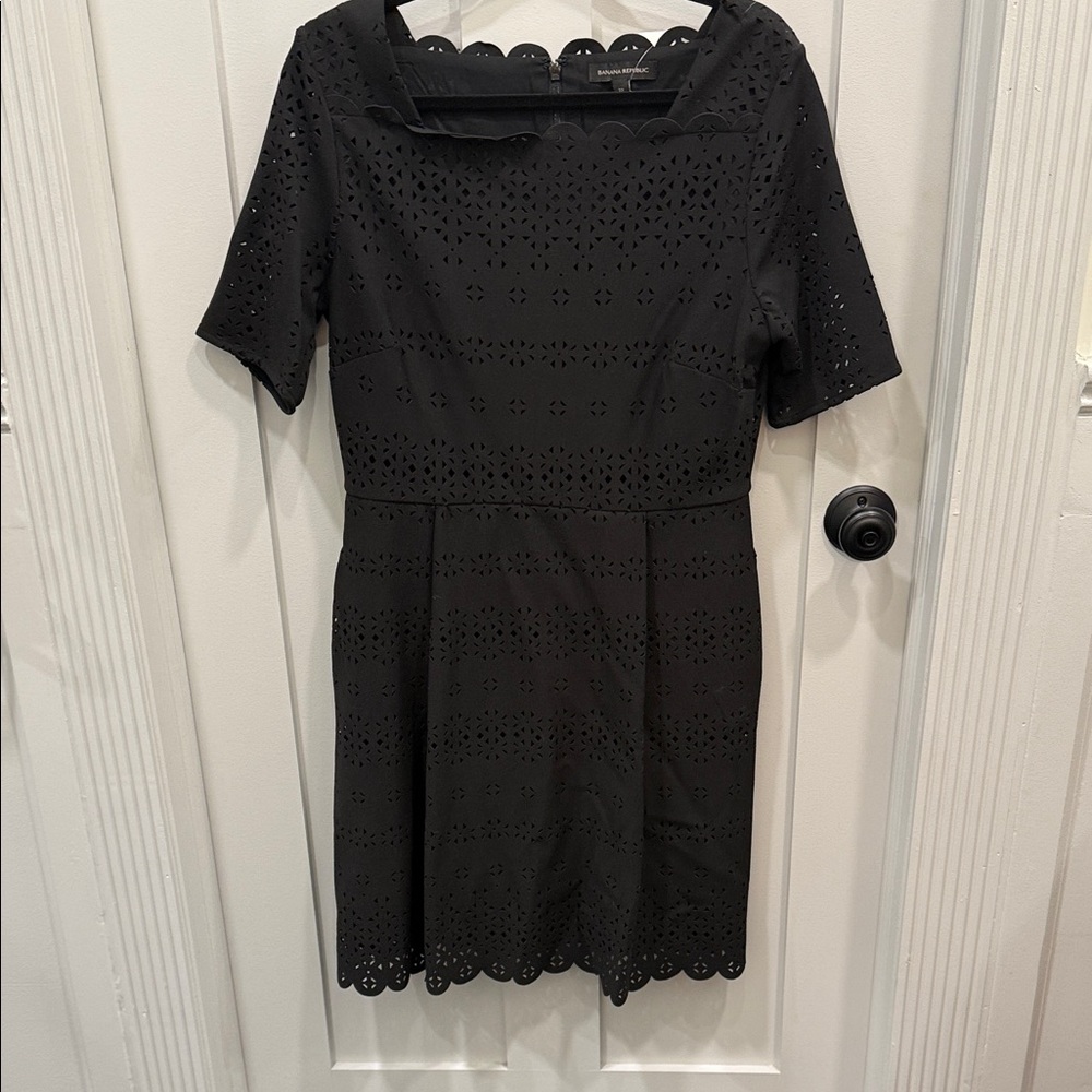 Banana Republic Black Eyelet Mini Dress